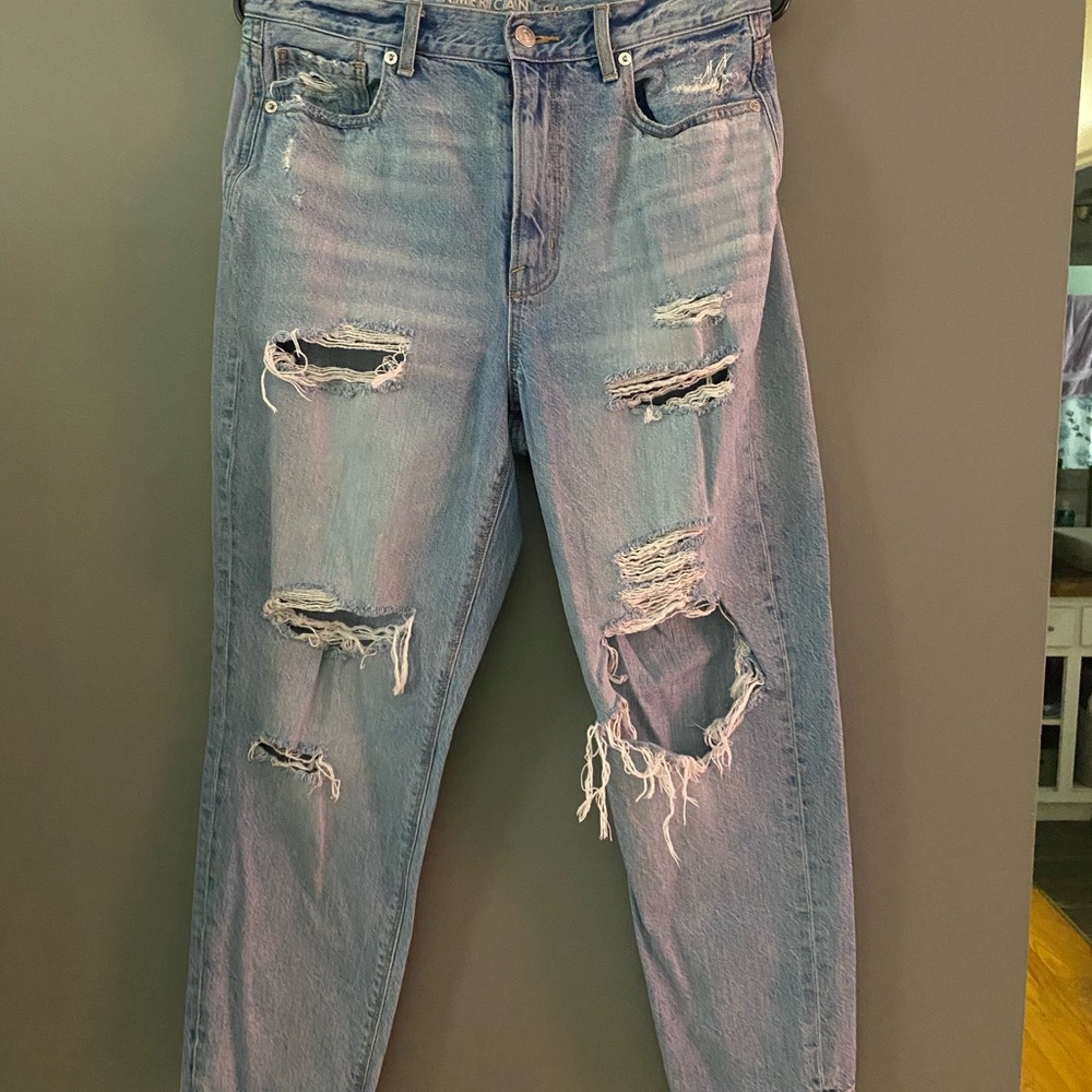 American Eagle Mom Jeans with Distressed Details